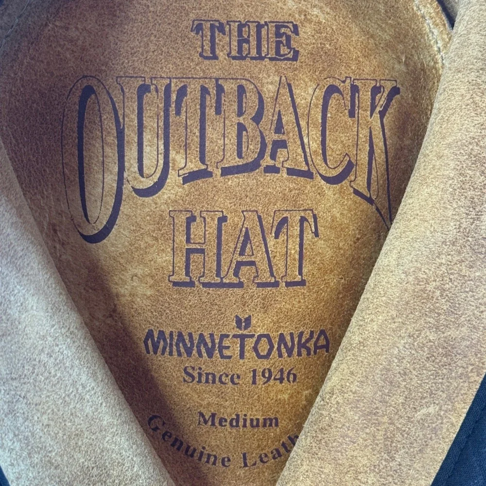 Minnetonka The Outback‎ Hat Men's Medium Tan Genuine Leather Western Cowboy Hat